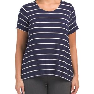 NWT Cyrus Plus Striped Tee With Hi-lo Hem